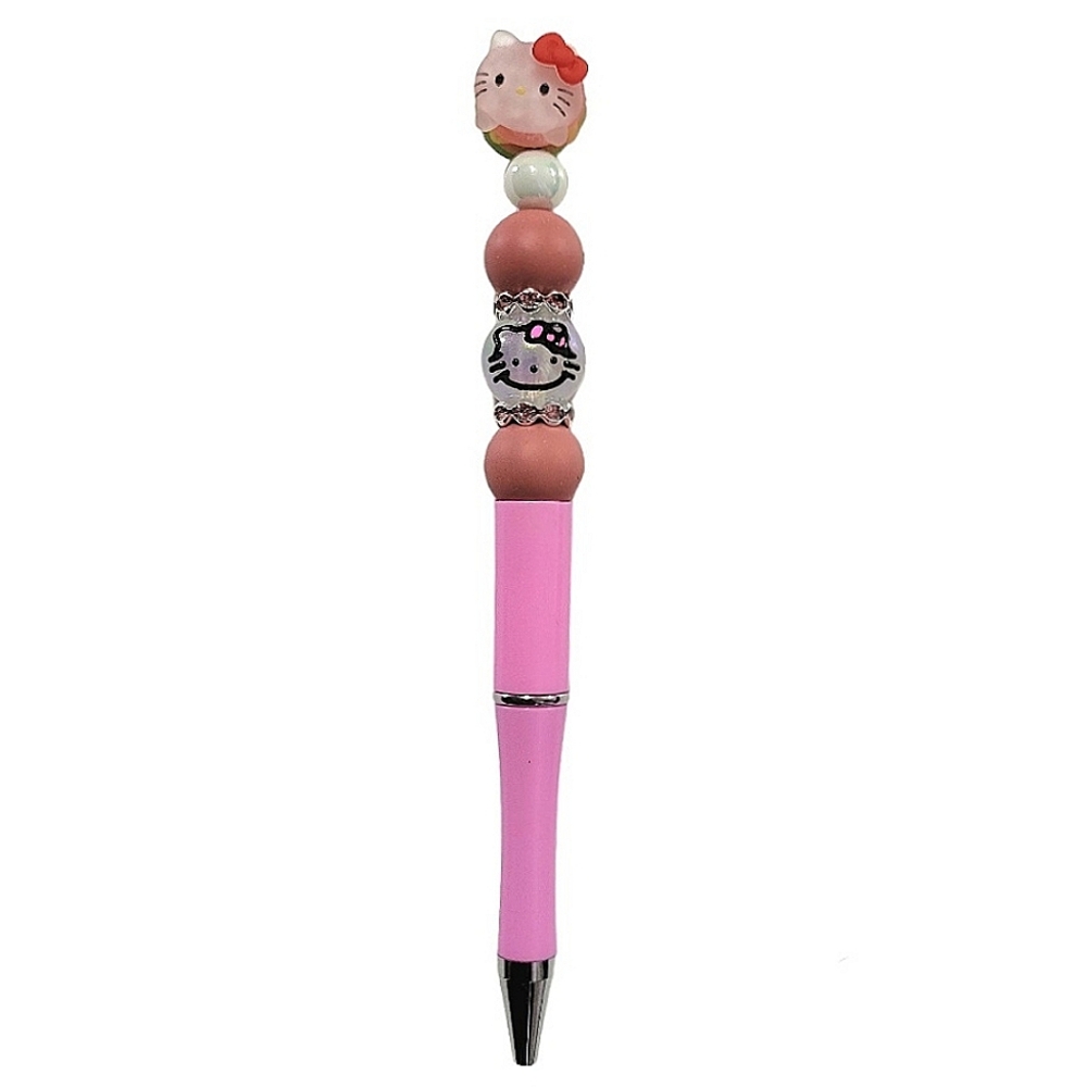 Hello Kitty Burger Figurine Beaded Ballpoint Twist Pen Pink Topper